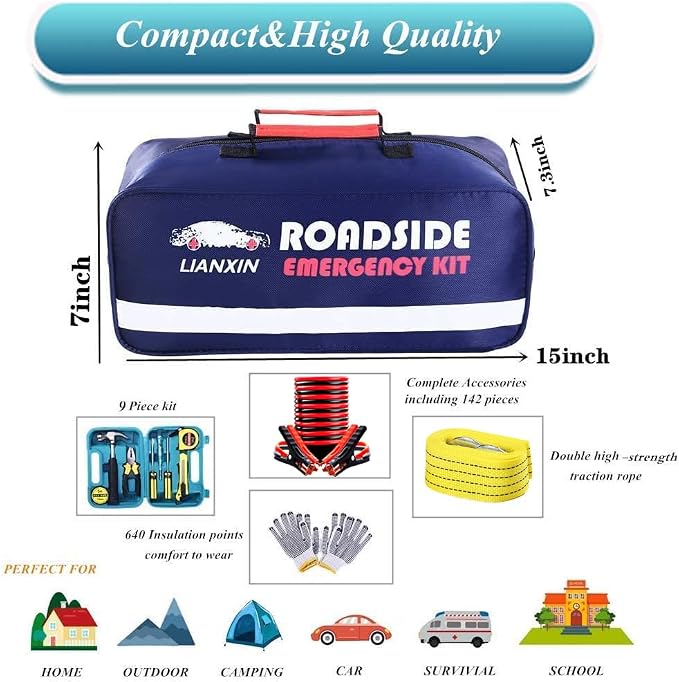 Emergency Roadside Kit with Jumper Cables - Image 2