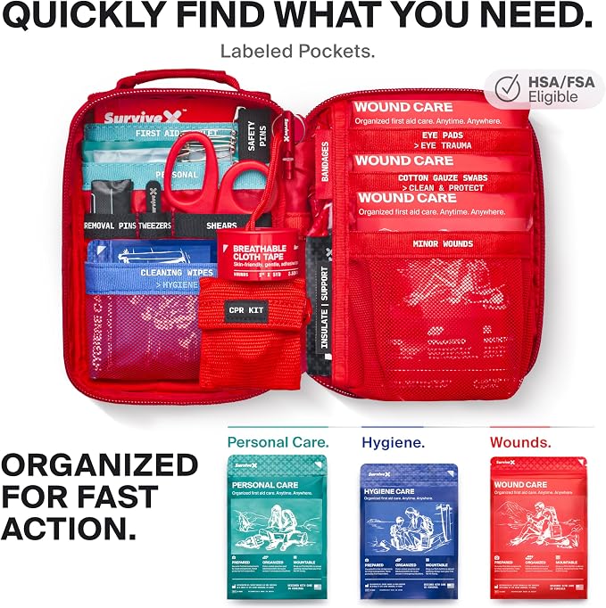 SurviveX Small First Aid Kit, Emergency Kit for 1-2 People - Image 3