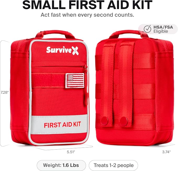 SurviveX Small First Aid Kit, Emergency Kit for 1-2 People - Image 4